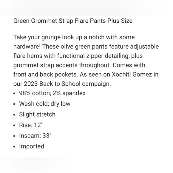 Hot Topic Olive Green Straight Leg Cargo Pants with Black Strap Details - Picture 3 of 4